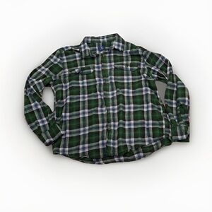 George Men's L Green Navy‎ Plaid Flannel Shirt Christmas Holiday Soft Casual Top